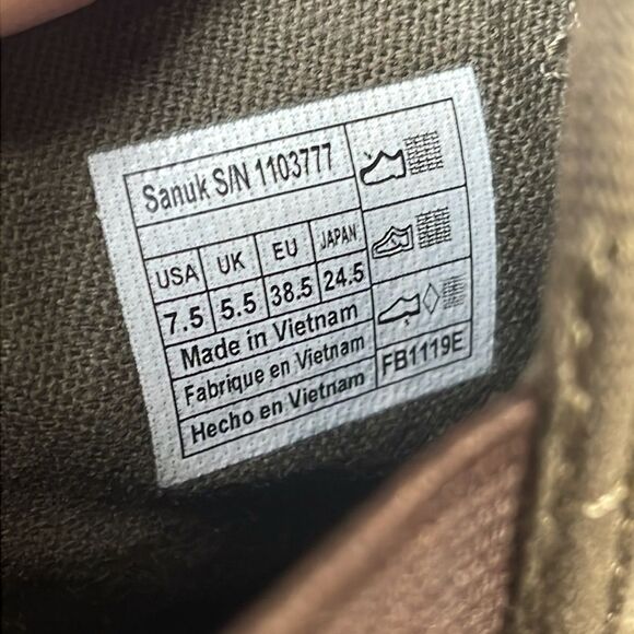 Sanuk Pair O Dice Women’s Sz 7.5 Olive Green Canvas Pull On Chelsea Mid Sneakers - Picture 6 of 10